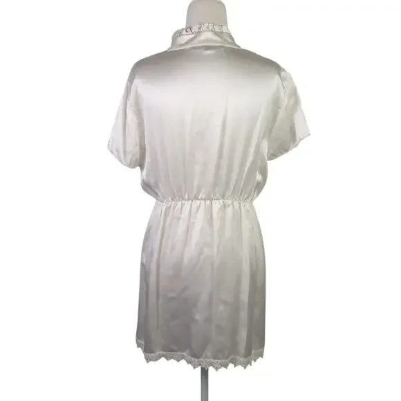 Hale Bob cream silk satin babydoll tunic top L - Picture 4 of 6